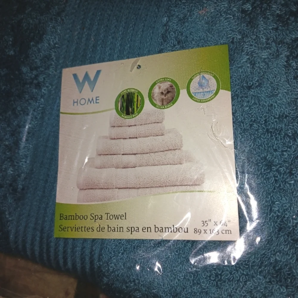 W Home Bamboo Spa Oversized Bath Towel/Sheet Set of 2 Teal 33 x 64